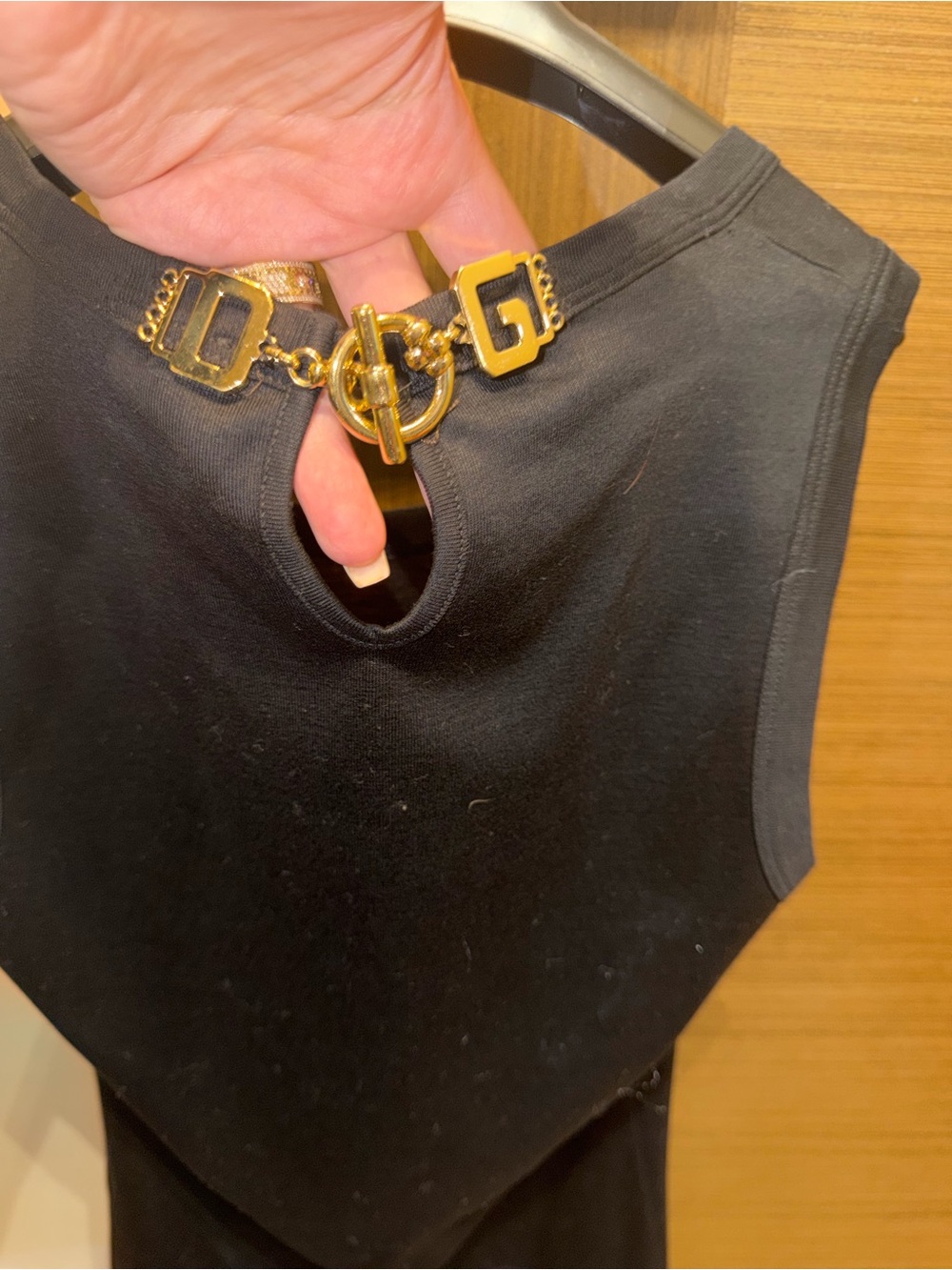 Dolce & Gabbana Black Sleeveless Ribbed Tank with Gold Back top